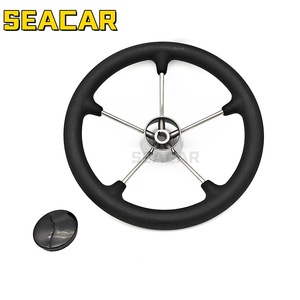 Volante Seacar de 13.5 Pulgadas, Acero Inoxidable, Espuma de PU Negra, 5 Radios, para Uso Marino en Embarcaciones - Product Image 3