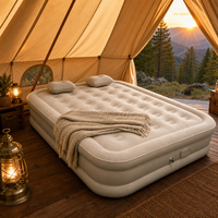 Matelas Gonflable Lit Gonflable 16 Pouces avec Pompe Intégrée PVC Floqué 2 Personnes pour Camping Chambre d'Invité