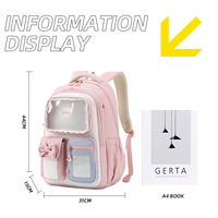 Sac à dos scolaire imperméable en tissu Oxford avec poches à nœuds pour les filles du collège en rose ou violet