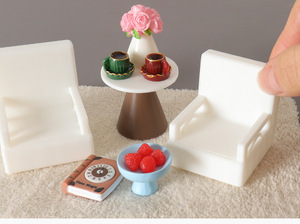 Meubles miniatures de simulation Ob11 : Canapé, chaise, mini table ronde – Décorations et ornements pour scène de salon de <span class=keywords><strong>maison</strong></span> de poupée - Product Image 2