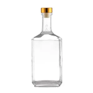 Bouteille en verre vide transparente de 375ml 500ml 750ml 1l pour le vin Baijiu bouteille de boisson alcoolisée