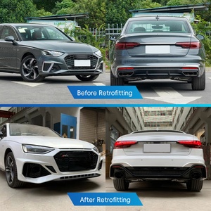 Nouvelle modification de voiture, kit carrosserie RS4, feux antibrouillard, pare-chocs avant/arrière, installation par vis, compatible avec Audi A4 2017, ajustement universel - Product Image 2