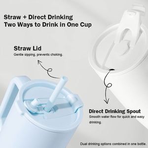 Custom 40oz <b>Large</b> Capacity Stainless Steel Tumbler Vacuum Insulated Metal Travel <b>Mug</b> With Handle and Straw - Product Image 3