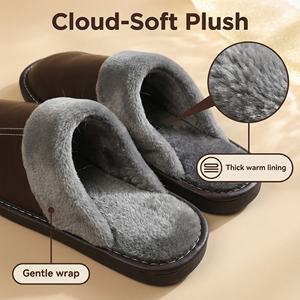 Sandalias de Cuero Vacuno Genuino de Primera Calidad, Lujosas y Cálidas para Hombre y Mujer, Suela Suave para Interiores, Cómodas para Todas las Temporadas, Calzado para Parejas - Product Image 4