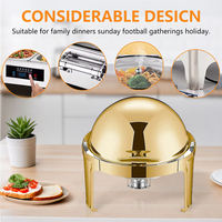 Marmite ronde de luxe 6L en acier inoxydable avec couvercle en verre transparent pour buffet, chauffe-plat et service