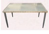 Ensemble de salle à manger de jardin en rotin moderne et confortable pour 6 personnes, mobilier d'extérieur pour les réceptions sur la terrasse et dans le jardin