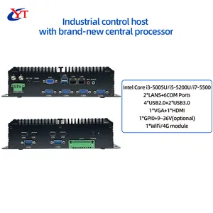 Intel Core 4th 5th Gen I3 I5 I7 Fanless Industrial PC With 6COM-2LAN-6USB GPIO 9~36V DC DDR3 8GB 512GB H-D VGA UK/US/EU Plugs