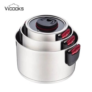 Newest Stainless Steel <strong>Cookware</strong> Pot with Bakelite Foldable Handle Pot Set Easy to <strong>Store</strong> - Product Image 3