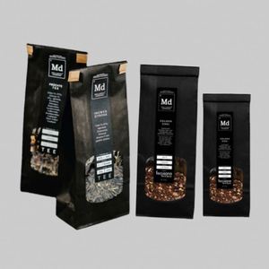 Bolsa de Papel Kraft para Granos de Café con Cierre Metálico, Material Plástico OPP con Ventana y Logotipo Personalizado, Empaque de Alimentos para Almacenamiento en Papel Kraft - Product Image 1