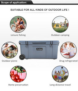 Ahic DL120 xách tay rotomolded cứng Cắm Trại mát với bánh xe hiệu suất cao cách nhiệt lưu trữ cách nhiệt hộp PE + bọt aohong - Product Image 3