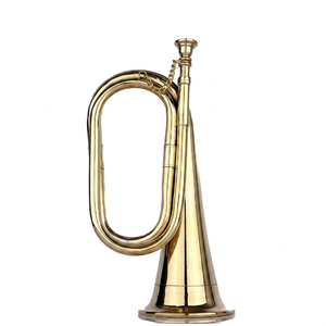 Corneta de caballería de latón, estilo militar, acabado pulido, instrumento musical hecho a mano con boquilla para principiantes en el regreso a clases - Product Image 1