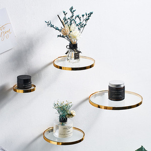 <span class=keywords><strong>Étagère</strong></span> <span class=keywords><strong>Murale</strong></span> Ronde Dorée <span class=keywords><strong>pour</strong></span> Plantes, Présentoir Moderne <span class=keywords><strong>en</strong></span> <span class=keywords><strong>Verre</strong></span>, Accessoires de Décoration Maison - Product Image 5