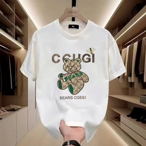 Camiseta de Verano para Hombre, Marca Europea de Alta Gama, 100% Algodón Peinado, Estampado de Dibujos Animados, Transpirable, de Manga Corta, Nueva Colección - Product Image 2
