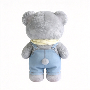 Orsetto di <span class=keywords><strong>peluche</strong></span> <span class=keywords><strong>grigio</strong></span> personalizzato, simpatico orsetto con pantaloni con bretelle, orsetto di <span class=keywords><strong>peluche</strong></span> soffice - Product Image 6