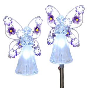 Luces Solares de Jardín con Forma de Ángel, Paquete de 2, LED IP65, Impermeables, de Acero Inoxidable para Exteriores, con Sensor de Luz, Regulables, Decoración para Patio y Cementerio - Product Image 1