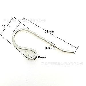 Crochets d'oreille en acier inoxydable, forme bouche de poisson aplatie en U, composants de bijoux DIY - Product Image 4