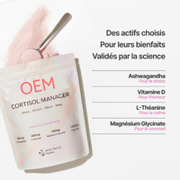 Mélange pour boisson au citron et framboise Cortisol Manager, complément alimentaire pour le fitness et l'exercice, avec Ashwagandha et Glycinate de Magnésium