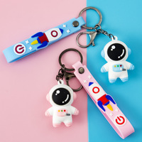 Porte-clés 3D en PVC avec pendentif pour sac de voiture, dessin animé mignon, astronaute, astronaute, cadeau de couple