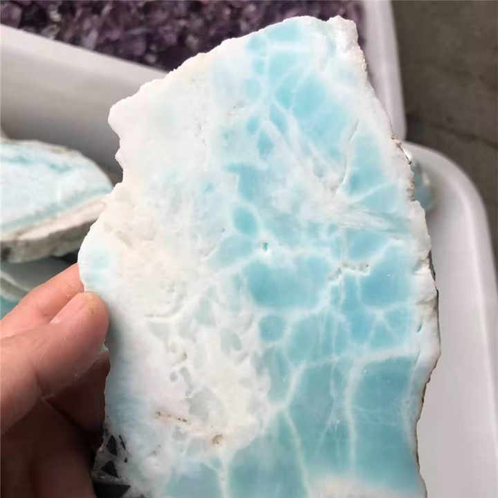 ラリマースラブ原石天然ブルー静脈クリスタルストーン半貴石装飾用  