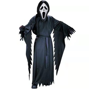 Disfraz de Grim Reaper unisex para adultos Scary Halloween <span class=keywords><strong>Death</strong></span> con capa negra Poliéster Impresión digital - Product Image 6
