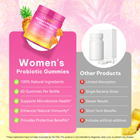 Gummies à l'orme rouge saveur ananas pour adultes, pH équilibré, probiotiques pour femmes, soutien de la santé intestinale, immunité, flore vaginale