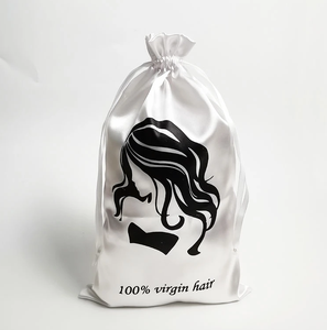 Colorful Satin Drawstring Wig Bag Folding Storage Bag Hair Extensions Packaging Bags