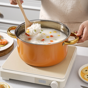 Fabrika Toptan Satış 8 Parça Turuncu Çelik Kaplamalı Tencere Seti Paslanmaz Çelik Çorba Tenceresi Mutfak Tencere Seti - Product Image 6