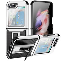 Casing Flip ponsel, bahan PC TPU untuk Samsung Z Flip 6 casing penutup belakang dengan dudukan Flip