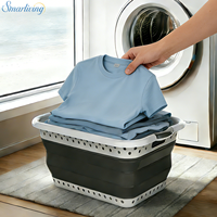 Panier de rangement multifonctionnel pliable en PP + TPR de 45 L, panier à linge imperméable avec poignées, populaire pour la maison