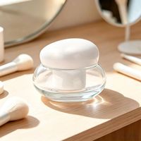 Pot cosmétique de luxe unique en verre transparent de 50g avec revêtement intérieur anti-fuite pour crème visage, beurre corporel et emballage cosmétique