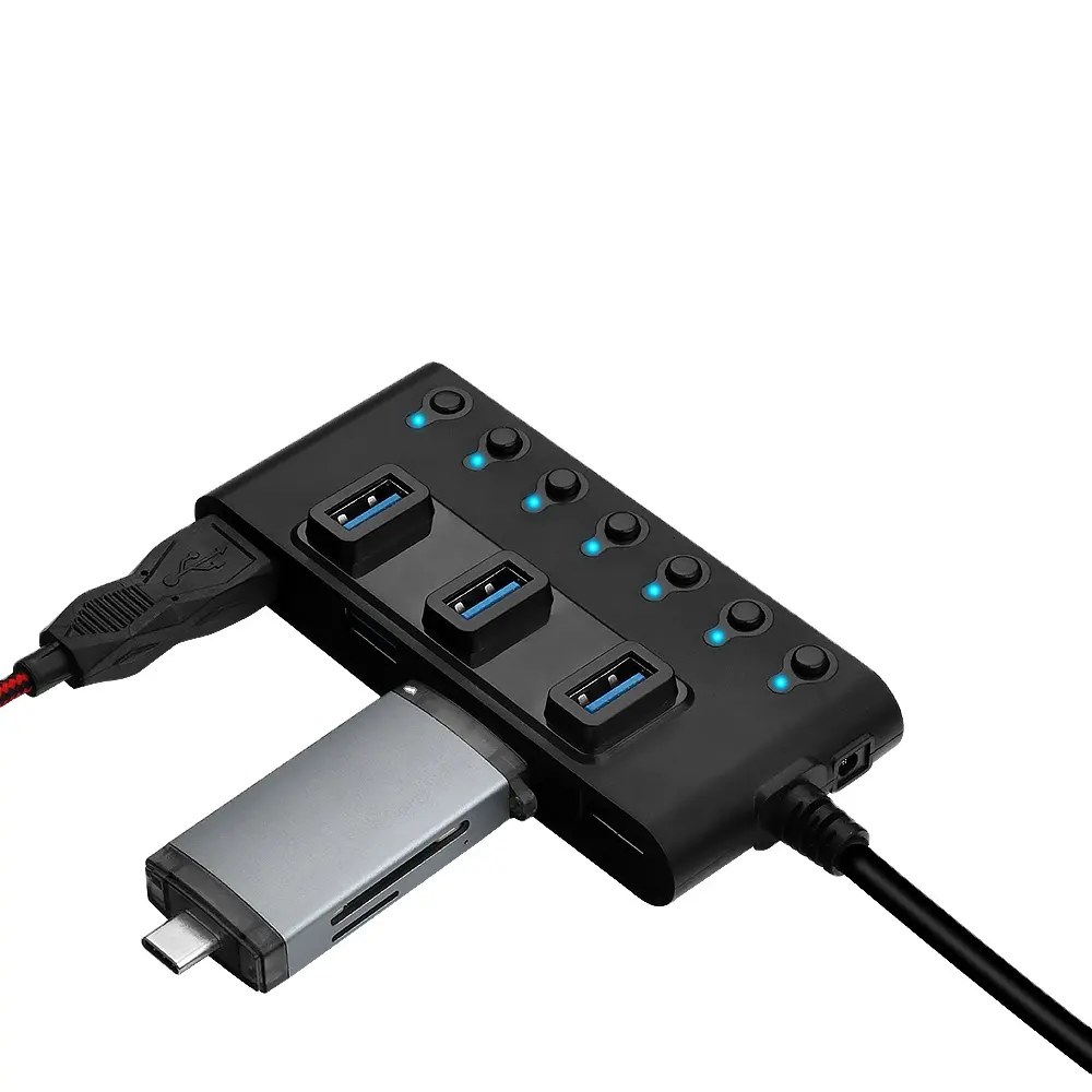 Splitter Hub Desktop ad alta velocità PC Usb3.0 adattatore a 4 porte Docking Station a 7 porte 2.0 3.0 Hub Usb in scrivania