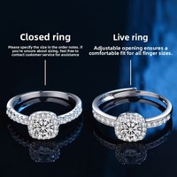 Bague Cube en Argent Sterling S925 et Moissanite pour Femme, Style Niche Haut de Gamme Luxe Léger, Plaqué Platine Épais, pour l'Exportation