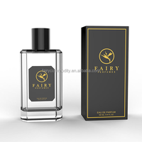 Ensemble d'emballage de parfum de luxe avec logo personnalisé, flacon de parfum en verre transparent 30/50/100 ml, couvercle doré, boîte rigide et boîte en carton