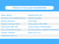 Nuevo Monitor de Pantalla Táctil Curva Capacitiva de 55 Pulgadas con Interfaz DVI, Monitor para Juegos con Retroiluminación LED