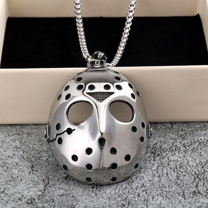 Collier avec pendentif en acier inoxydable Jason Mask pour hommes, bijoux à la mode, cadeau - Product Image 3