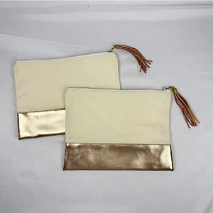 Oem Quality <b>Blush</b> for Large Portable Eco-Friendly Natural Cotton Canvas Makeup Pouch Cosmetic <b>Bag</b> with Zipper - Product Image 6