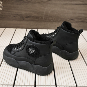 Nouvelles Bottes Mi-Mollet en PU Chaudes 2026 avec Pompons, à Lacets, Semelle Épaisse, Imperméables, Chaussures Décontractées en Peluche pour Étudiants, Hiver - Product Image 5