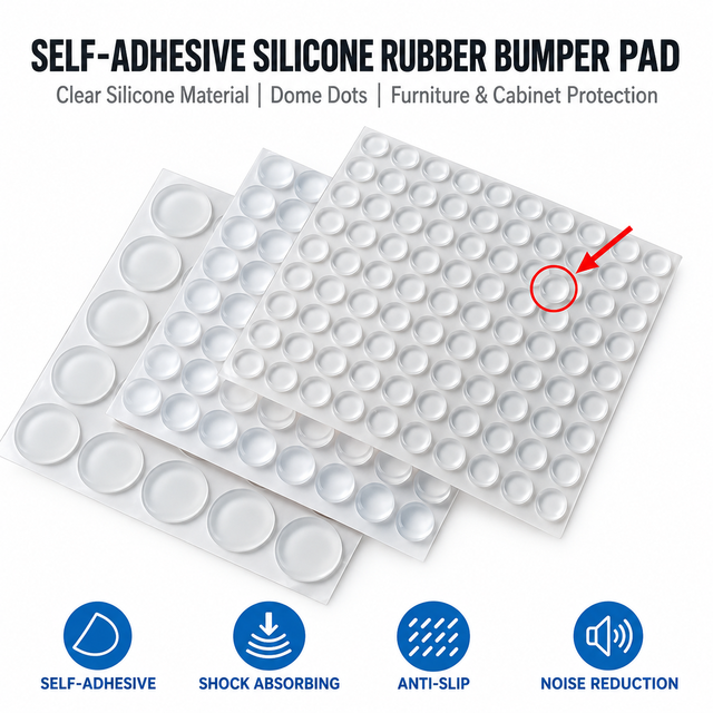 Silicone Bumper Pads Self Adhesive Rubber Cushion Dots Noise Reducing Anti Slip Protectors for Cabinet Door Furniture Glass