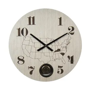 Relógio de parede de pendurar madeira, 50cm 20 "vintage tamanho pequeno decorativo personalizado com design do mapa do mundo