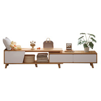 Ensemble meuble TV et table basse moderne et minimaliste, extensible, en placage de bois massif, pour salon, meuble de rangement domestique