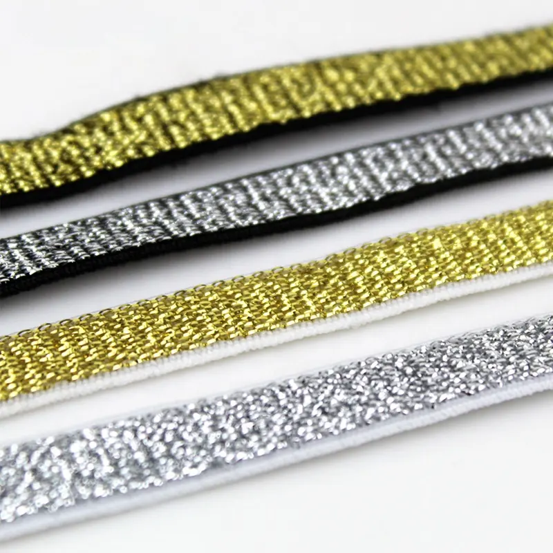 Custom woven thick bright glossy shiny elastic bands braided foldover nylon elastic band knitted elastic band webbing
