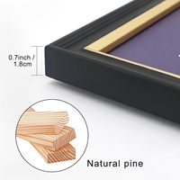 Cadre de diplôme Mondon 11x14 avec passe-partout doré motif forêt, cadre de certificat 14x17 en bois véritable avec bordure dorée, cadre noir avec acrylique
