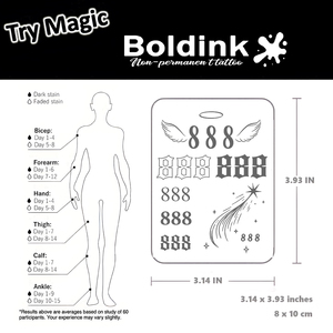 <span class=keywords><strong>Tatuaggio</strong></span> Semipermanente Boldink Black Angel Number 888 Shooting Star per Mani e Corpo, Impermeabile, Lunga Durata 2 Settimane, a Base di Succo Jagua - Product Image 4