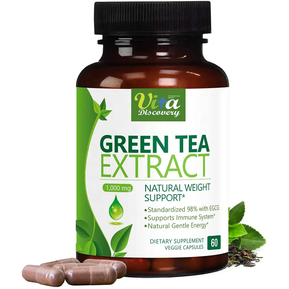 Green Tea Leaf Extract 98% EGCG for Healthy Weight loss Support Green Tea Extract Capsules Powder L-Theanine Fat Burner