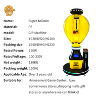 LTG Dernier modèle Lionet L-0045 Distributeur de cadeaux à ballons à monnayeur, en métal et acrylique, multi-tension, pour la vente de prix et de jeux