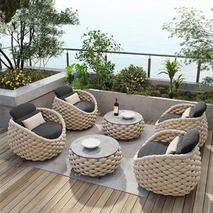 Set di Divani da Esterno in Vimini Moderno a Prezzo di Fabbrica, Aggiunge un Tocco Naturale per Villa, Terrazza, Cortile e <span class=keywords><strong>Giardino</strong></span> - Product Image 4