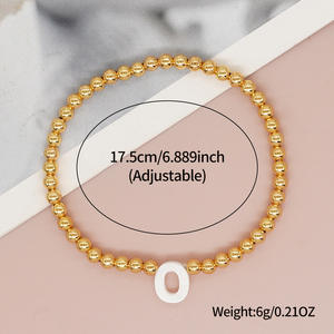 Gelang gaya Boho manik emas wanita, A-Z huruf cangkang, gelang kekuatan elastis - Product Image 4