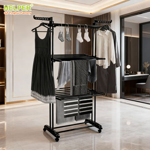 Factory Direct Sales Iron Spray <strong>4</strong> Tier Clothes Drying <strong>Rack</strong> with Wheels, Quality Foldable Cloth Drying <strong>Rack</strong> &amp; Towel <strong>Rack</strong> IS-M6031 - Product Image 1