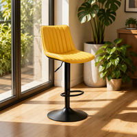 Tabouret de bar moderne rembourré pivotant à 360° avec siège en cuir PU et base en métal pour bar à domicile