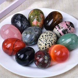 7 buah telur batu penghilang stres, kristal batu dipoles untuk menghilangkan kecemasan, meditasi, keseimbangan Chakra, dekorasi Paskah - Product Image 3